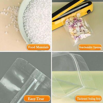 Thickened Laminated Packaging Bags Resealable Clear Flat Pouch Customized For Food Storage