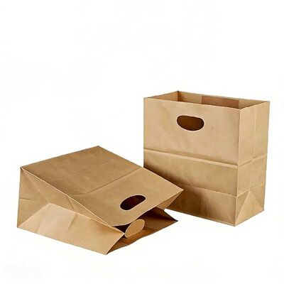 Recyclable Kraft Take Out Bags Eco Friendly Take Away Paper Bags Customizable