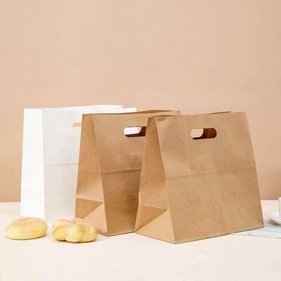 Recyclable Kraft Take Out Bags Eco Friendly Take Away Paper Bags Customizable