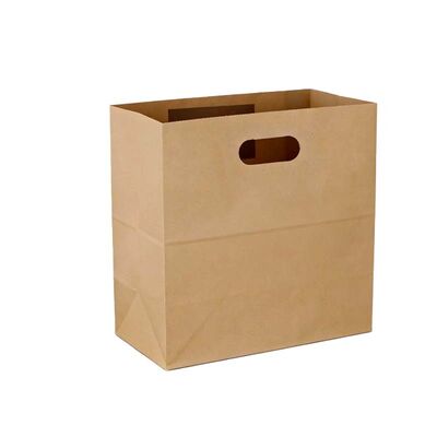 Recyclable Kraft Take Out Bags Eco Friendly Take Away Paper Bags Customizable