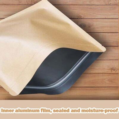 Eco Friendly Satchel Paper Bag Resealable Zipper Kraft Paper Bag Lightproof For Food Storage