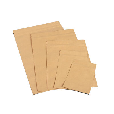Eco Friendly Satchel Paper Bag Resealable Zipper Kraft Paper Bag Lightproof For Food Storage