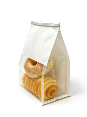 Resealable White Kraft Paper Tin Tie Bags Greaseproof Kraft Bread Bags With Window