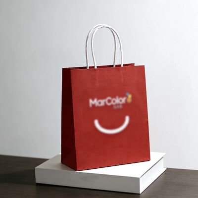Red Custom Kraft Paper Bags Eco Friendly Kraft Gift Bags Sturdy