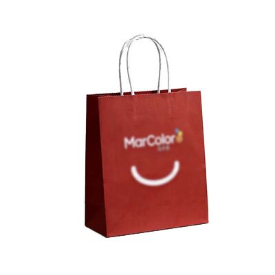 Red Custom Kraft Paper Bags Eco Friendly Kraft Gift Bags Sturdy