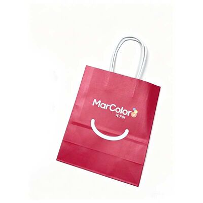 Red Custom Kraft Paper Bags Eco Friendly Kraft Gift Bags Sturdy