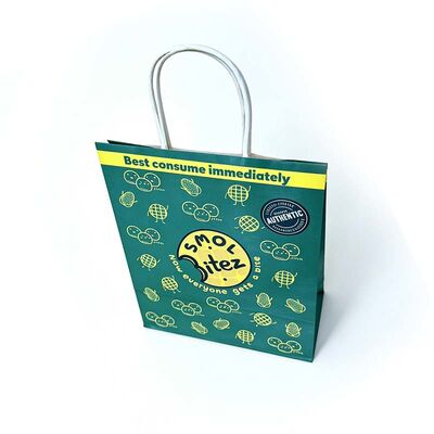 Custom Printed Paper Takeaway Bags Green Paper Bags With Handles