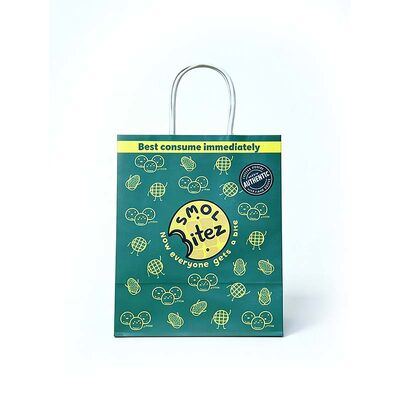 Custom Printed Paper Takeaway Bags Green Paper Bags With Handles