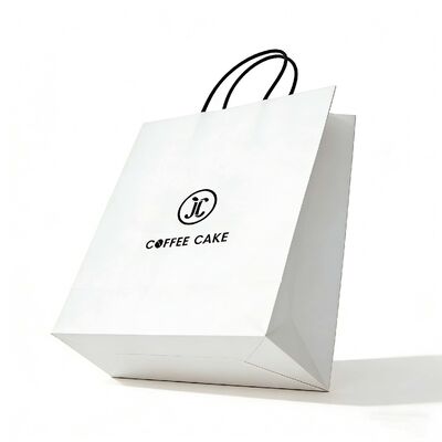Biodegradable Twisted Handle Paper Bag Tear Resistant White Paper Handle Bags