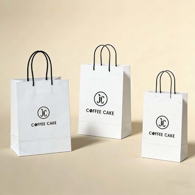 Biodegradable Twisted Handle Paper Bag Tear Resistant White Paper Handle Bags