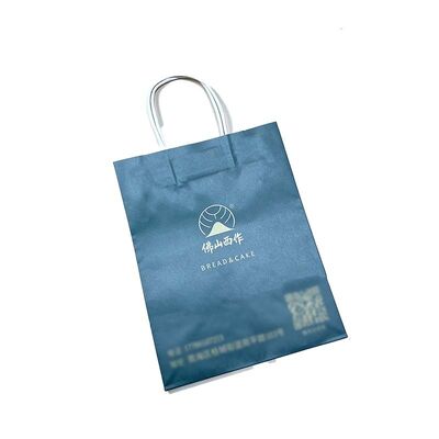 Eco Friendly Custom Paper Handle Bags Blue Kraft Bag With Handles