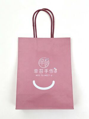 Pink Twisted Handle Paper Bag Customized Branded Paper Bags Recyclable