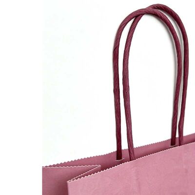 Pink Twisted Handle Paper Bag Customized Branded Paper Bags Recyclable