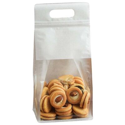 Portable Die Cut Bag Resealable Stand Up Paper Bags With Die Cut Handle