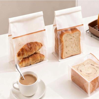 Eco Friendly Plastic Bread Bag Breathable Custom Printed Tin Tie Bags White With Clear Window