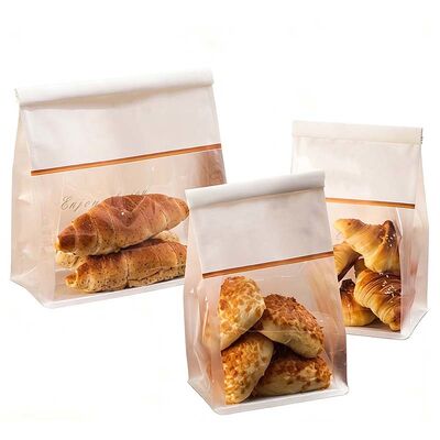 Eco Friendly Plastic Bread Bag Breathable Custom Printed Tin Tie Bags White With Clear Window