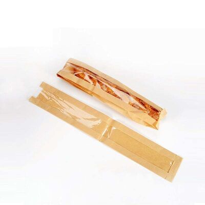 Custom Printed Flat Bottom Paper Bag Recyclable Kraft Window Bags Greaseproof