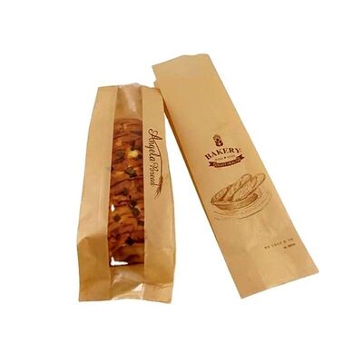 Custom Printed Flat Bottom Paper Bag Recyclable Kraft Window Bags Greaseproof