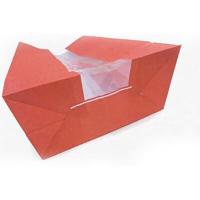 Recyclable Window Paper Bags Red Kraft Paper Bag With Clear Window