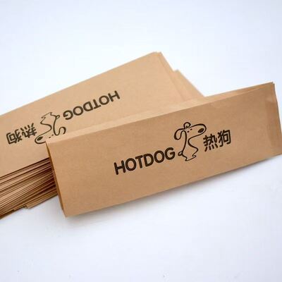 Greaseproof Hot Dog Paper Bags Disposable Kraft Takeaway Bags Customized