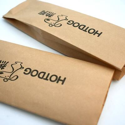 Greaseproof Hot Dog Paper Bags Disposable Kraft Takeaway Bags Customized