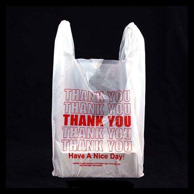 Matte / Glossy Custom Printed T Shirt Bags Disposable Grocery Carry Bag For Retail