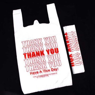 Matte / Glossy Custom Printed T Shirt Bags Disposable Grocery Carry Bag For Retail