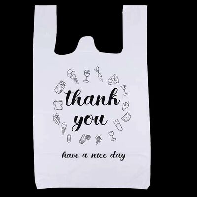 Matte / Glossy Custom Printed T Shirt Bags Disposable Grocery Carry Bag For Retail