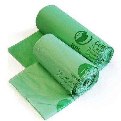 Leak Resistant Biodegradable Plastic Garbage Bags Eco Friendly Green Waste Bin Bags