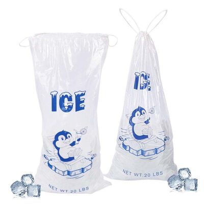 Durable Ice Plastic Bags Portable Drawstring Ice Bags Leak Proof