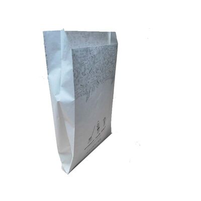 Biodegradable White Kraft Paper Pouch Custom Logo Side Gusset Bags Eco Friendly