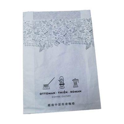 Biodegradable White Kraft Paper Pouch Custom Logo Side Gusset Bags Eco Friendly