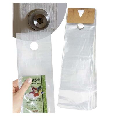 Recyclable Plastic Door Knob Bags Disposable Clear Door Hanger Bags For Takeout Menu