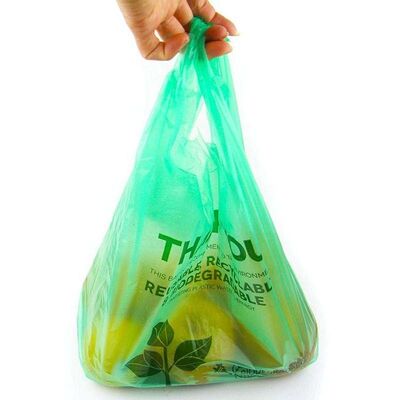 White Recyclable Plastic Bag Disposable Plastic Vest Carrier Bags For Takeaway Food Packaging