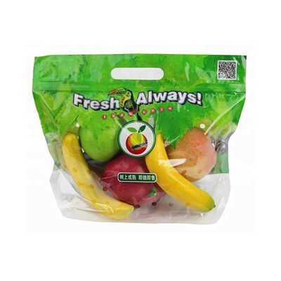High Clarity Micro Perforated Bag Custom Printed Vented Produce Pouch With Handle