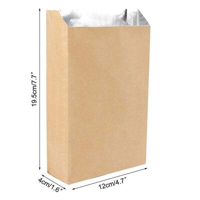 Recyclable Aluminum Foil Lined Bags Brown Custom Gusset Bags For Fast Food Takeaway