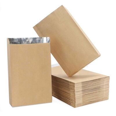 Recyclable Aluminum Foil Lined Bags Brown Custom Gusset Bags For Fast Food Takeaway