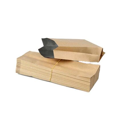 Recyclable Aluminum Foil Lined Bags Brown Custom Gusset Bags For Fast Food Takeaway