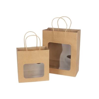 Compostable Kraft Paper Gift Bag Eco Friendly Paper Tote Bags Sturdy