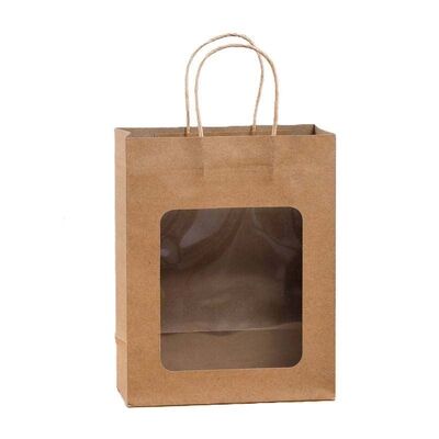 Compostable Kraft Paper Gift Bag Eco Friendly Paper Tote Bags Sturdy