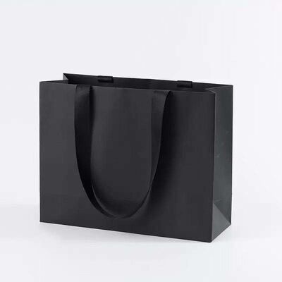 Recyclable Flat Handle Paper Bag White / Black / Pink / Orange Shopping Gift Bag
