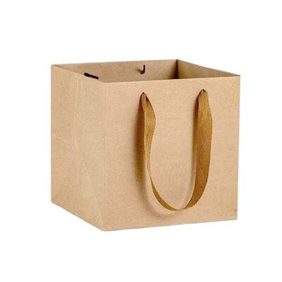 Solid Color Kraft Tote Bags Thickened Square Bottom Gift Bags Large Capacity
