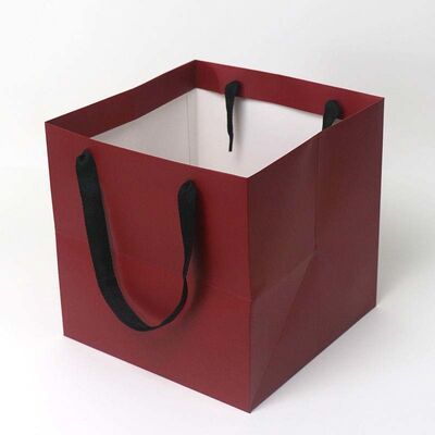 Solid Color Kraft Tote Bags Thickened Square Bottom Gift Bags Large Capacity