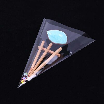 Transparent Plastic Bread Bag Triangle Cellophane Treat Bags Resealable With Gold Twist Ties