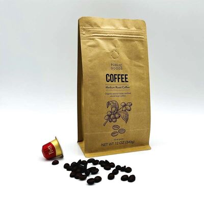 Custom Printed Branded Matte Flat Bottom Coffee Beans Zipper Packaging Bags