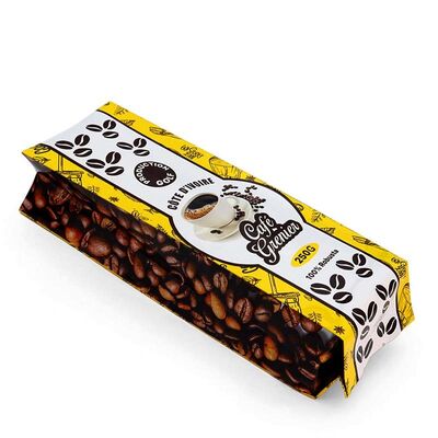 Custom Printed Branded Matte Flat Bottom Coffee Beans Zipper Packaging Bags