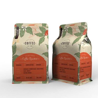 Custom Printed Coffee Bean Packaging Bag Self-Standing Zipper Coffee Bag With Valve Seal Premium Barrier Pouch