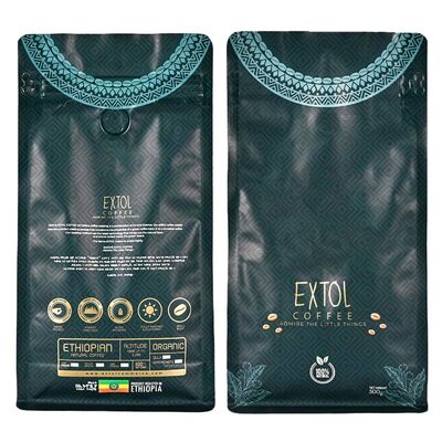 Custom Printed Coffee Bean Packaging Bag Self-Standing Zipper Coffee Bag With Valve Seal Premium Barrier Pouch