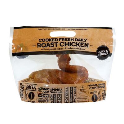 Plastic Printed Roast Chickens Baked Packaging Stand Up Pouch With Zipper Lock Waterproof Hot Food Safe