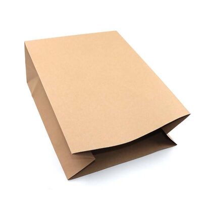Custom Blank Brown Kraft SOS Paper Grocery Bags Square Bottom Eco-Friendly Takeaway Retail Paper Bags